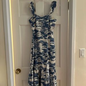Blue and White Sleeveless Dress